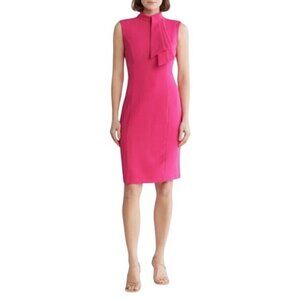 Eliza J Womens Berry Pink Tie Neck Sleeveless Crepe Sheath Midi Dress Sz 8 New